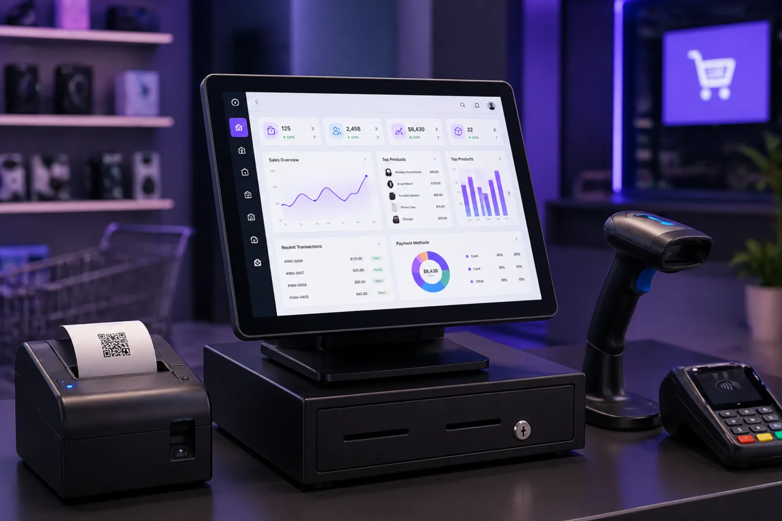 VerityPOS counter setup and dashboard